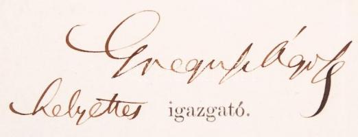 1866 Greguss Ágost (1825-1882) az MTA tagja, a Kisfaludy társaság elnöke saját kezű aláírása nyugtán