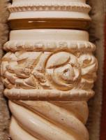 cca 1900 Faragott tajték, borostyán szipka jelzett bőr tokban (Adler Fülöp és Fia). Nem használt. / ...