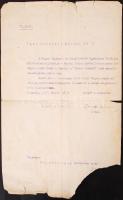 1919 Szigeti Jenő (1881-1944) festőművésznek szóló levél a Nemzeti Szalontól, melyben a Tabáni részlet c. képért elnyert díjról értesítik