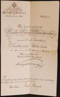 1887-1917 Egy katonaorvos pályafutása okmányokon. Egyetemi beiktató okmánya, vizsgaokmánya, majd had...