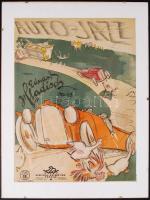 cca 1930 Vértes Marcell (1895-1961): Auto Jazz - Eduard Hladisch, Wien kőnyomatos plakát / Lithography poster sign: Vértes Wien 25x33 cm