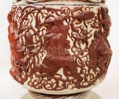 Antik angol bisquit porcelán váza pár, ezüstmázas, plasztikusan megformált kígyófülekkel, restaurált...