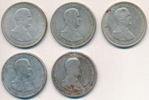 1930. 5P Ag "Horthy-jobbra" (5x) T:2-,3 Adamo P8