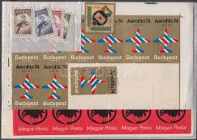 Kis magyar levélzáró tétel, főleg modern ívek és ívdarabok +	 11 db külföldi bélyegkiállítási levélzáró kisív, ívdarab