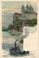 1899 Melk, steamship, litho s: Baumberger