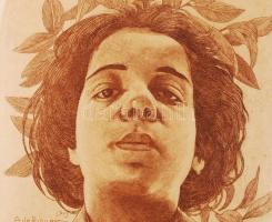 Alexandre de Riquer (1856-1920): Ex libris. Rézkarc, papír, jelzett a karcon, 24×10 cm