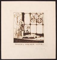 Christian J. Hacker (?-1940): Ex libris. Nyomat, papír, jelzett, 9,5×9,5 cm