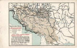 Jugoslavije, Zeljeznicka Karta / Yugoslavia, railroad map