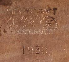 Silvercaft antik alpakka szószos kiöntő és egy ovális kis tálca, jelzettek, kiöntő: m:11 cm, h:18 cm...