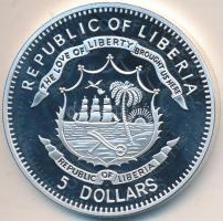 Libéria 2011. 5$ ezüstözött Cu "Nagy Hadvezérek / Árpád fejedelem" T:PP Tanúsítvánnyal
Lib...