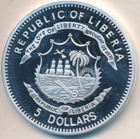 Libéria 2011. 5$ ezüstözött Cu "Nagy Hadvezérek / Oliver Cromwell" T:PP Tanúsítvánnyal
Lib...