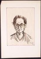 Réti Mátyás (1922-2002): Férfi portré. Tus, papír, jelzett, 28×21 cm