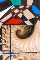 Sugár Gábor (1976) Bodnár István díjas festő: Képterv I., vegyes technika, márványpapír kartonra kas...