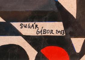 Sugár Gábor (1976) Bodnár István díjas festő: Képterv I., vegyes technika, márványpapír kartonra kas...