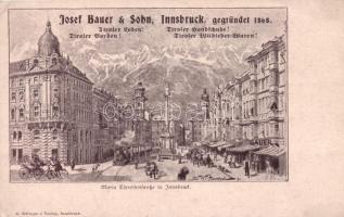 Innsbruck, Maria Theresienstrasse, Josef Bauer & Sohns Geschäft / shop (EK)