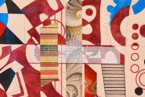 Sugár Gábor (1976) Bodnár István díjas festő: Képzelet, vegyes technika, márványpapír kartonra kasír...