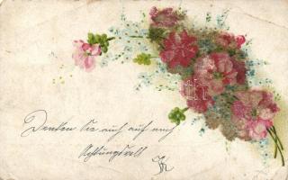 10 db RÉGI virág motívumú képeslap, közte egy litho és gyönggyel díszített képeslap / 10 old motive ...