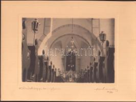 1930 Orphanidesz János (1876-1939): Köröshegyi templom, vintage fotó, művészfólián keresztül másolva, aláírt; képméret 16x11 cm, papírméret 18x24 cm