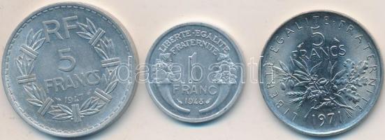 Franciaország 1947-1971. 1Fr + 5Fr (2xklf) T:vegyes
France 1947-1971. 1 Franc + 5 Francs (2xdiff) C:...