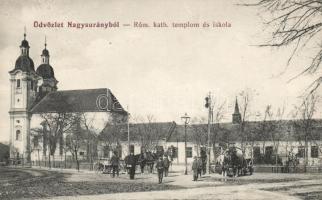 Nagysurány, Római katolikus templom és iskola / Roman catholic church and school