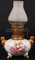 XX. sz eleje: Mini petróleumlámpa. Porcelán, üveg / Vintage mini patroleum lamp 16 cm