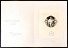 1934. Horváth Endre grafikus, bélyeg- és pénztervező Bőség, menyecske gyümölcsökkel c. rézmetszete (...