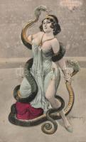 Woman with snakes, circus s: F. Gareis (EK)