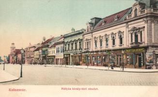 Kolozsvár, Mátyás király tér, Hubay Károly, Jeszenszky Ferenc, Schefer András, Csiky Mihály, Tauffer Dezső és Bányai Sámuel és fia üzlete / square, shops