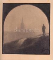 cca 1920-1930 Kerny István (1879-1963): Budapesti sziluett, aláírással, pecséttel jelzett, vintage fotóművészeti alkotás, 23x20 cm