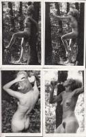 cca 1970-1980 Erdei kaland, finoman erotikus fotósorozat, 9 db kép, 14x9 cm /
cca 1970-1980 9 erotic...