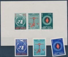 1960 Emberi jogok vágott (légi) bélyegek sor Mi 854-856 + vágott blokk Mi 4