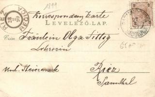 1899 Besztercebánya, IV. Béla király tér, Ivánszky Elek kiadása / square, floral, litho (EK)