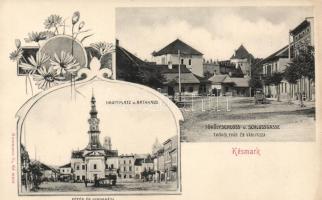 Késmárk, Fő tér, Városház, Thököly vár, Vár utca / square, town hall, castle, street (kis szakadás / small tear)