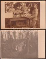 cca 1914-1918 Katonai fotók, tábori postahivatal és a küldemények szortírozása, 2 db fotólap, 9x14 cm / cca 1914-1918 Military photos from the world war I., field post, 2 photocards, 9x14 cm