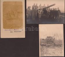 cca 1914-1918 Különféle ágyúk az I. világháborúból, 3 db feliratozott katonai fénykép, 9x12 és 9x14 cm  / cca 1914-1918 Military photos from the world war I., cannons, 3 photos, 9x12 and 9x14 cm
