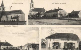 Füle, Római katolikus templom, Református templom, jegyzőlak, Katolikus iskola, Kéhn József Korona vendéglője