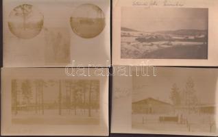 cca 1919-1920 Fazekas Elemér: Szibériai hadifogoly tábor és hadifogoly emlékmű, 7 db fotólap, négy felirattal, 9x14 cm / cca 1919-1920 Elemér Fazekas: Prison camp in Siberia, 7 photocard with description, 9x14 cm