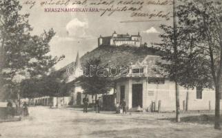 Krasznahorkaváralja, vár, Ötvös Béla vegyeskereskedése és kiadása / castle, shop (EK)