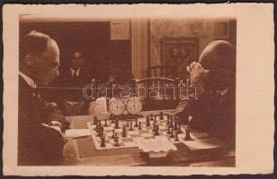 1927 Kerny István (1879-1963): Kecskemét, nemzetközi sakkverseny, jelzetlen vintage fénykép, a szerző hagyatékából, fotólap, 9x14 m