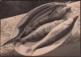 cca 1936 Gaál Margit (1913-1999): Halas csendélet, jelzetlen vintage fotó, a szerző hagyatékából, kis szakadás a felső szélen, 11x16 cm