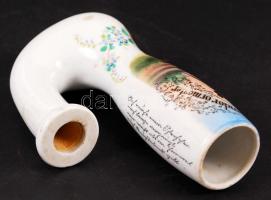 Kézzel festett emlék porcelán pipa, "Hoch Jenő nv.kir.csendőr őrmester" és német feliratok...