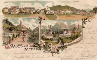 1898 Attnang-Puchheim, street, floral, litho (EK)