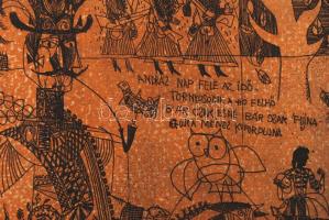 Würtz Ádám (1927-1994): András nap fele az idő. Papír, rézkarc, jelzett, 30x19 cm