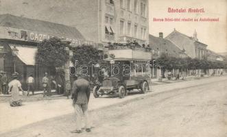 Arad, Boros Béni tér, autóbusz, Gazdasági gépraktár, Kerpel Izsó kiadása / square, bus, warehouse (fl)