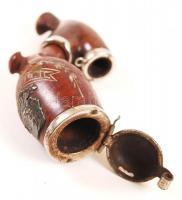 Antik pipa Ferenc József és Vilmos császár arcképével, "In Treue Fest" felirattal, ezüst s...