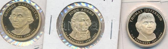 Amerikai Egyesült Államok 2007. 1$ (3x) "George Washington" + "John Adams" + &qu...
