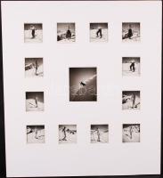 cca 1930-1940 Dr. Csörgeő Tibor (1896-1968): Síparadicsom, jelzetlen vintage fotók (13 db) a szerző hagyatékából, képméretek 12 db 5x5 cm, és 1 db 8x10 cm / cca 1930-1940 Tibor Csörgeő (1896-1968): Ski resort, 13 photos, 5x5 and 8x10 cm