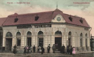 Törökszentmiklós, Piactér, Deutsch Pál háza; Hofherr Schrantz, Spitz Rudolf, Kohn József üzletei