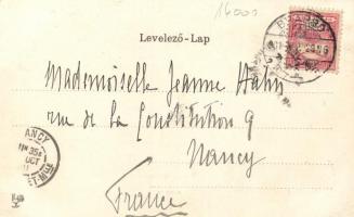 Brassó, Kronstadt; Kornzelle, artist signed, Art Nouveau litho