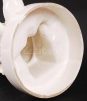 Lux Elek (1884-1941): Fésülködő akt. Fehér mázas kerámia, jelzett, alján monogram és dátum (1954), a...